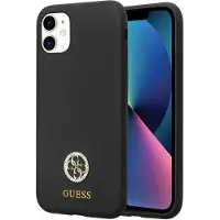 GUESS GUHCN614DGPK Etui til iPhone 11 / Xr - Sort silikone logo Strass 4G