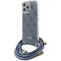 GUESS Crossbody Cord 4G Print Case med snor til iPhone 16 Pro - Blå