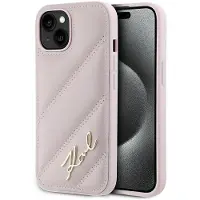 Karl Lagerfeld Hardcase Diagonal Quiltet Pink iPhone 15 cover