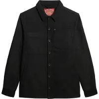 Superdry Superdrytil mænd. M4010862A Overskjorte Merchant Wool sort (XL), Casual, Bomuld, Lange ærmer
