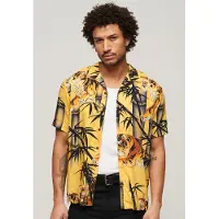 Superdry Superdrytil mænd. M4010740A Hawaii-skjorte gul (M), Casual, Bomuld, Korte ærmer