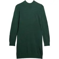 Superdry Superdrytil kvinder. W8011223A Grøn strikket kjole i merinould (L), Casual, Bomuld, Lange ærmer
