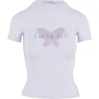 FELICIOUS Shirts 'Lucky Girl ' lavendel / sølv / hvid