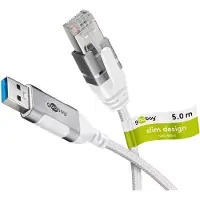 Goobay 74381, USB 3.0 type A, RJ45, 5 m, Hvid