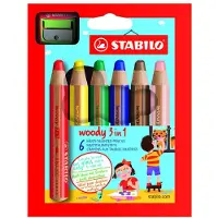 Stabilo Farveblyanter - Woody 3-i-1 - 6 Stk. - Multifarvet - - OneSize - Farvesæt