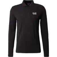 Emporio Armani EA7til mænd. 8NPF15_PJVQZ Core Identity langærmet poloshirt i sort bomuld med stretch (L), Casual, Lange ærmer