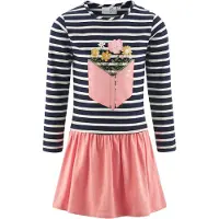 Happy girls Kjole navy / kiwi / gammelrosa / hvid
