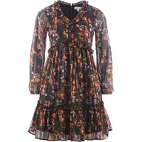 Happy girls Kjole neonorange / bordeaux / sort / hvid