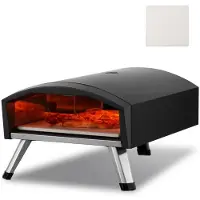 Vevor udendørs pizzaovn, 12" gasfyret pizzamaskine, bærbar udendørs pizzagrill med fortykket cordierit-pizzasten, vandtæt overtræk, jernspray-gasovn med foldbare ben til camping og baghave