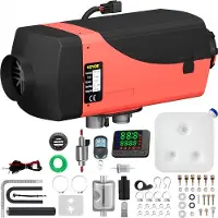 Vevor 12V 2KW Diesel Luftvarmer Dieselvarmer Parkeringsvarmer Luft Dieselvarmer med lyddæmper, 10L tank, LCD-kontakt til biler, busser, autocampere, lastbiler, tekniske køretøjer