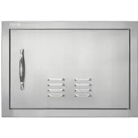 Vevor BBQ-adgangsdør, 508x356 mm enkelt udendørs køkkendør, rustfri ståldør med indbygning, vertikal vægdør med håndtag og ventilationsåbninger, til grillø, grillstation, udendørsskab