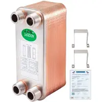 Vevor Varmeveksler 3/4” MNPT Ports Loddet Pladevarmeveksler 30 Pladevarmeveksler Pladeveksler Rustfrit stål 316L Fladpladevarmeveksler Pladekøler Urt til vandbaseret opvarmning