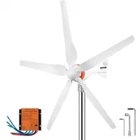 Vevor Vindmøllegenerator, 12V/AC Vindmøllesæt, 500W Vindkraftgenerator med MPPT-controller, 5 blade, automatisk justering af vindretning, velegnet til terrasse, marine, autocamper, hytte, båd
