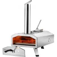 Vevor Bærbar Udendørs Ovn, 12-tommer Pizzaovn, Pellet &amp; Chips &amp; Trækul Tri-Fuel, Rustfrit Stål Pizzagrill, Inkluderer Pizzasten, Vandtæt Overtræk, Skovl, Ideel til Camping &amp; Baghave, Sølv