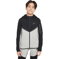 Nike Hættetrøje NSW Tech Fleece FZ - Mørk grå/Sort Børn, størrelse XS: 122-128 cm