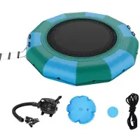 Vevor Oppustelig Vandhopper, 12 fod Rekreativ Vandtrampolin, Bærbar Hoppeplatform med 3-trins stige og elektrisk luftpumpe, Børn Voksne Flydende Rebounder til Pool, Sø, Vandsport