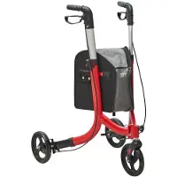Vevor 3-hjuls rollator til seniorer, let foldbar rullestol i aluminium med justerbart håndtag, Outdoor Trio Mobility Walker med store hjul og rummelig opbevaringstaske, 118 kg kapacitet