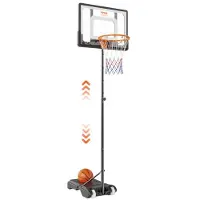 Vevor Basketballkurv, 1,5-2,1 m justerbar højde bærbar bagpladesystem, 86 cm basketballkurv og mål, basketballsæt til børn og voksne med hjul, stativ og fyldbar base, til udendørs/indendørs