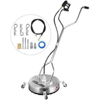 Vevor Overfladerenser 18 tommer flad overfladerenser til højtryksrenser 4000psi tryk med 3/8 hurtigkobling Overfladerenser med hjul 10,5 GPM rustfrit stål roterende stang og 3 dyser