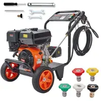 Vevor Gastrykrenser, 4400 PSI 4.0 GPM, Benzindrevet højtryksrenser med kobberpumpe, sprøjtepistol og forlængerstang, 5 hurtigkoblingsdyser, til rengøring af biler, hjem, indkørsler, terrasser