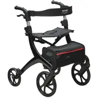 Vevor Sammenklappelig Rollator til Seniorer og Voksne, Letvægts Aluminium Rollator med Sæde og Justerbart Håndtag, 4-Hjuls Udendørs Mobilitets Rollator med Rummelig Opbevaringstaske, 300LBS Kapacitet