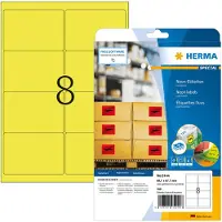Herma Special - Papir - mat - permanent selvklæbende - lysende gul - 99.1 x 67.7 mm 160 etikette(r) (20 ark x 8) fluorescens-etiketter