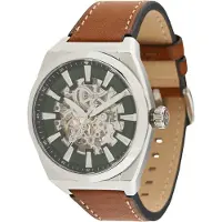 Fossil Analogt ur 'Everett' cognac / mørkegrøn / sølv