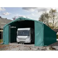 TOOLPORT 6x12m, Garagetelt, PVC-teltdug, mørkegrøn, med statikpakke (beton undergrund)