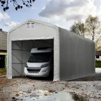 TOOLPORT 5x30m, Garagetelt, PRIMEtex-PVC-teltdug, grå, med statikpakke (beton undergrund)