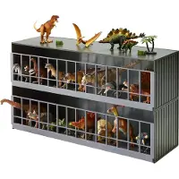 Yamazaki Home To-Etagers Leget?j Dinosaur og Dyr Display Opbevaringsstativ B?rneleget?jsspand Organizer Box Plast Stabelbar Ingen montering Req.