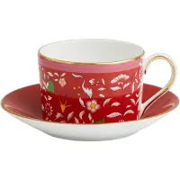 Wedgwood Wonderlust Jewel Teacup & Saucer Set 5 Oz Crimson Red