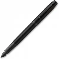 Parker IM Achromatic, Sort, Påfyldningssystem til patron, Blå, Rund spids, Rustfrit stål, Fin