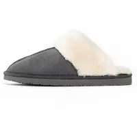 Minnetonka Hjemmesko 'Chesney ' creme / mørkegrå