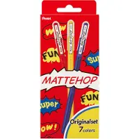 Pentel Mattehop 1,0 mm gelrulle 7pc tegnebog - originale farver