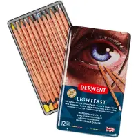 Derwent Lightfast Pencil 12 stk. i tinæske - oliebaseret farveblyant