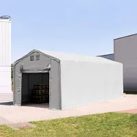 TOOLPORT 4x12m, Telthal, PVC-teltdug, grå, med statikpakke (beton undergrund)