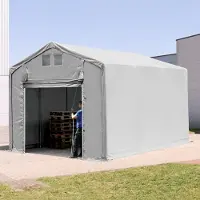 TOOLPORT 4x6m, Telthal, PVC-teltdug, grå, med statikpakke (beton undergrund)