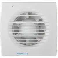 THERMEX Ventilator Future 100, standardmodel. Luftmængde 95 m³/h, mål 158x158/ø98 mm.