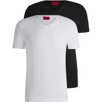 HUGO HUGOtil mænd. 50325417 Pakke med 2 T-shirts, sort, hvid, V-hals (S), Casual, Bomuld, Korte ærmer, Bæredygtig