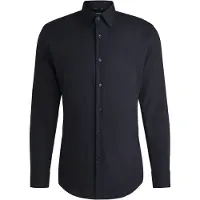HUGO BOSS Slim fit skjorte i strygelet bomuldspoplin med stræk