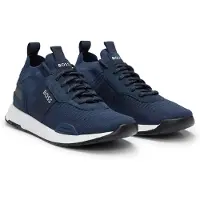 BOSS BOSStil mænd. 50498245 Træningssko Titanium navy (43), Fast, 1-3 cm, Blonder, Casual, Blå