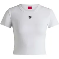 HUGO Slim fit T-shirt i bomuldsblanding med broderet logo