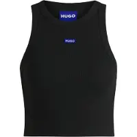 HUGO Cropped tanktop i bomuld med stræk og blå logomærkat