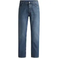 HUGO Regular fit jeans i mellemblå bomuldsdenim med stonewash
