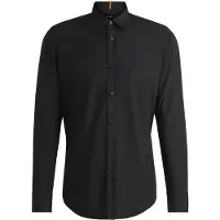 BOSS Regular-fit skjorte i bomuldspoplin med broderet logo