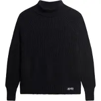 Superdry Superdrytil kvinder. W6110502A Essential navy ribstrikket pullover (S), Casual, Akryl, Lange ærmer, Blå