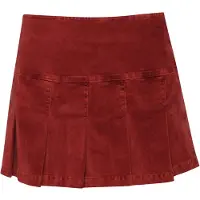 Superdry Superdrytil kvinder. W7210244A Plisseret miniskirt i granatrød fløjl (S), Casual, Rødbrun, Bomuld