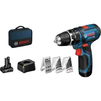 Bosch GSB 12V-15 Professional - Hammerbor/skruemaskine - ledningfri - 2-hastigheders - nøgleløs borepatron 10 mm - 30 N·m - 2 batterier - 12 V