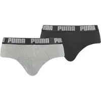 Puma Briefs (2-Pack) Men, Clothing, Middle Grey Melange/Black, 2