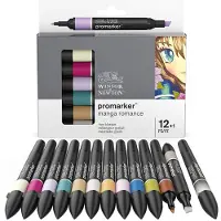 Winsor & Newton Promarker Set 12 grev manga -romantik